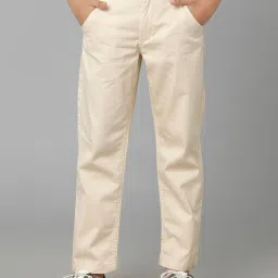 Under Fourteen Only Kids Beige Solid Trousers image 1