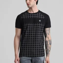 Jack & Jones Black Slim Fit Printed Cotton Crew T-Shirt image 2