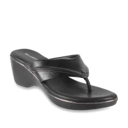 Walkway Women's Black Thong Wedges image 2