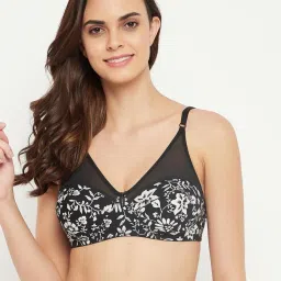 Clovia Black Printed Non-padded Bra image 1