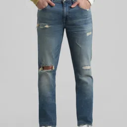 Jack & Jones Blue Slim Fit Low Rise Distressed Jeans image 2
