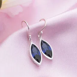 Zavya Cascade Rhodium Plated Blue CZ 925 Sterling Silver Drop Earrings image 1