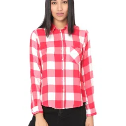 Spykar White & Red Check Shirt image 1