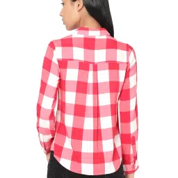 Spykar White & Red Check Shirt image 2