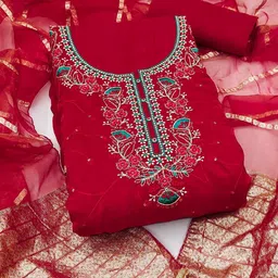 KALINI Unstitched Silk Sequence Dress Material image 3