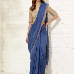 Fabindia Blue Woven Pattern Saree-image-10
