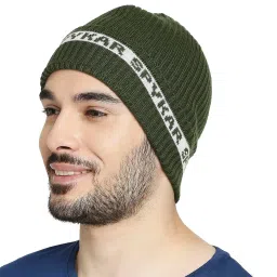 Spykar Olive Textured Beanies image 2