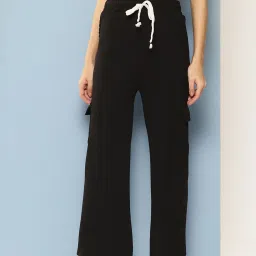 Aarika Black Nylon Solid Pants image 1