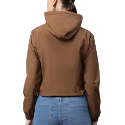 Global Republic Brown Regular Fit Hood Cropped Jacket image 2