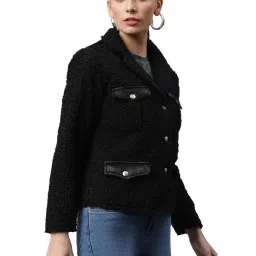 Global Republic Black Regular Fit Polar Fleece Jacket image 3