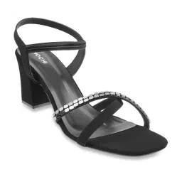Mochi Women's Black Ankle Strap Sandals image 2