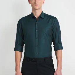 Arrow Green Cotton Slim Fit Texture Shirt-picture-39