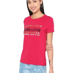 Spykar Pink Printed T-Shirt image 3