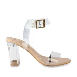 Shoetopia Women's Beige Ankle Strap Sandals image 2