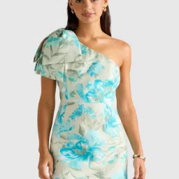 Forever New Darcy One Shoulder Bow Mini Dress image 1