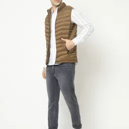 Crimsoune Club Brown Regular Fit Mock Collar Puffer Jacket image 5