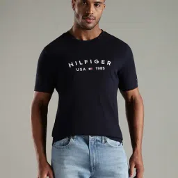 TOMMY HILFIGER Navy Logo Regular Fit Cotton T-Shirt-picture-41