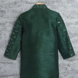 Ahhaaaa Kids Green Embellished Full Sleeves Sherwani Set image 2