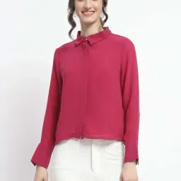 MADAME Pink Plain Shirt-image-59