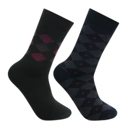 Bonjour Multicolor Cotton Geometric Socks - Pack of 2 image 1