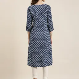 showoffff SHOWOFF Navy Cotton Printed Kurta image 2