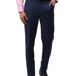 Park Avenue Blue Luxus Fit Texture Trousers image 1