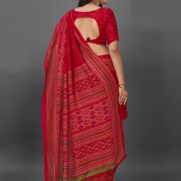 Saree Mall Red Printed Saree With Unstitched Blouse image 2