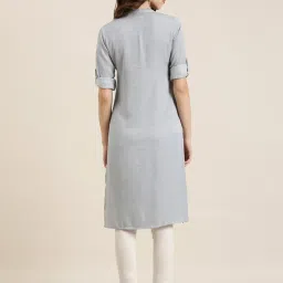 showoffff SHOWOFF Grey Cotton Regular Fit Kurta image 2