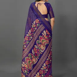 Saree Mall Purple Printed Saree With Unstitched Blouse image 2