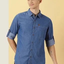 Thomas Scott Blue Slim Fit Denim Shirt-picture-37