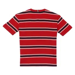 Tommy Hilfiger Kids Red Cotton Relaxed Fit Striped T-Shirt image 2
