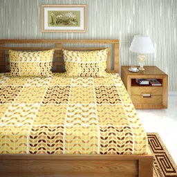 BELLA CASA Mysterious Printed Multicolor 150 TC Cotton King Bedsheet with 2 Pillow Covers image 1