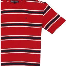 Tommy Hilfiger Kids Red Cotton Relaxed Fit Striped T-Shirt image 4