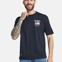 Octave Navy Regular Fit Printed T-Shirt image 1