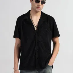 showoffff SHOWOFF Black Relaxed Fit Geometric Shirt-picture-11