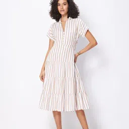 Cover Story White Striped A Line Dress-image-30