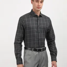Tommy Hilfiger Grey Cotton Slim Fit Checks Shirt image 4