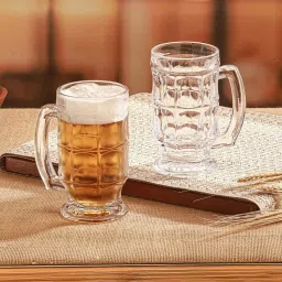 Troveas Clear Oaken Beer Mug - Set of 2 (400 ml) image 1