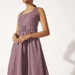 The Label Life Purple A-Line Dress With Belt-image-18