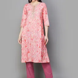 Melange by Lifestyle Peach Embellished Kurta image 1