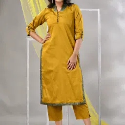 Charukriti Mustard Straight Kurta image 1