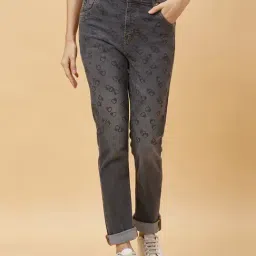 Being Human Grey Printed Mid Rise Jeans-image-10