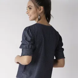 Style Quotient Navy Polka Dot Top image 2