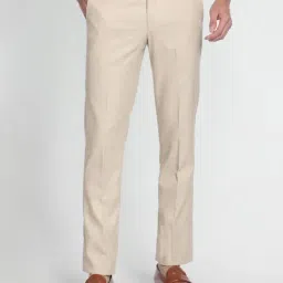 Arrow Beige Regular Fit Checks Trousers-picture-43