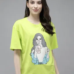 The Dry State Neon Green Cotton Graphic Print T-Shirt-picture-13