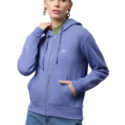 Global Republic Purple Printed Kangaroo Pocket Fleece Hoodie image 1