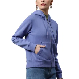 Global Republic Purple Printed Kangaroo Pocket Fleece Hoodie image 3