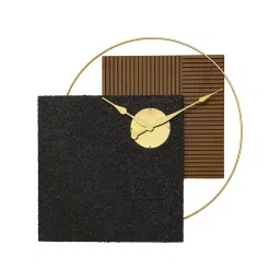 ARTYPILLAR 24In Square Wooden Groove and Coral Pattern Work and Golden Ring Wall Clock image 2