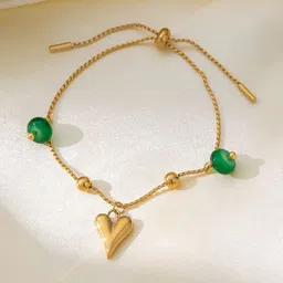 MYKI Stainless Steel Gold-Plated Artificial Beaded Charm Bracelet-picture-37