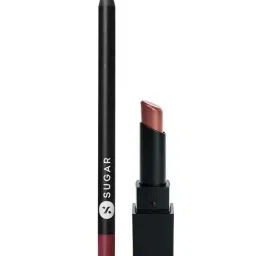 sugar cosmetics SUGAR Lipping On The Edge Lip Liner - 04 Tan Fan & Nothing Else Matter Lipstick - 01 Browning Glory image 1